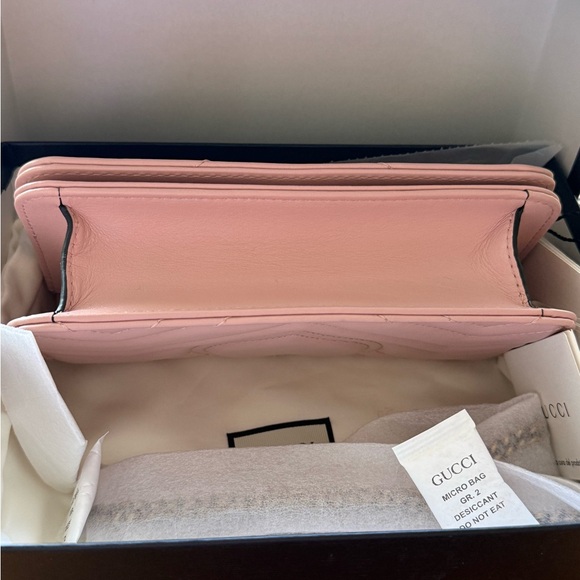 New Authentic Gucci GG Marmont Mini leather shoulder bag chain pink 488426 - Picture 5 of 6